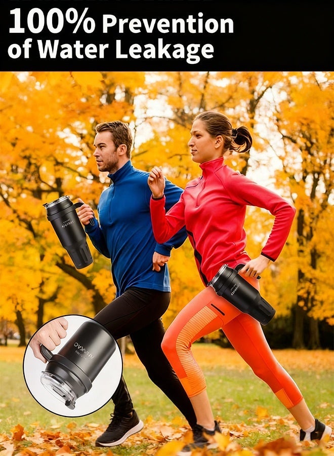 أهاكاك تمبلر معزول مع غطاء من القش ومناولة، 50 أوم، فستان السفر للمعادن الخالية من الفولاذ الحراري، شاي مثلج أو قهوة، عصير ومزيد، زجاجات الرياضة، زجاجات مياه السفر - Image 5